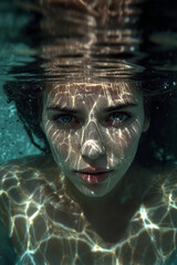 face of a woman in water