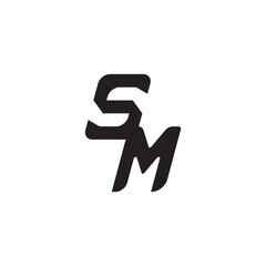 Initial Bold Logo Unique minimalist overlaping SM Monogram Simple Design Alphabet