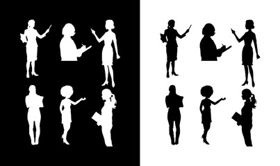 teachers' day silhouette vector illustration, teachers silhouette set vector illustration, teachers, silhouette, set, study, professor's silhouette set, professor, art, black, world teachers day,