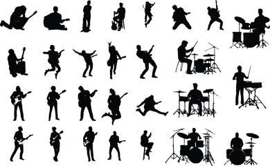 vector silhouettes of singer 