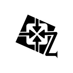 the logo consists of monogram the letter Z and arrows inwards. Abstract, outline and elegant.