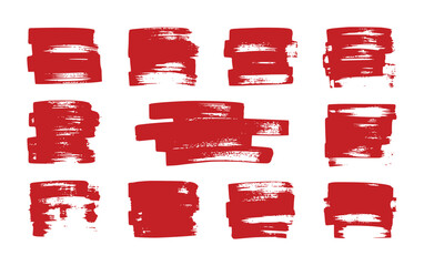Collection of Red Brush Stroke Textures and Shapes