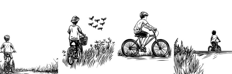 Obraz premium The image of a child riding a bike is perfect for themes related to sports and the outdoors