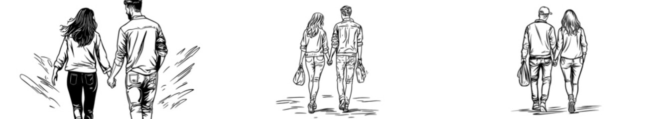A couple's silhouette holding hands at a crosswalk is ideal for themes of romance