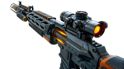 futuristic weapon scifi rifle isolated on white background png, ai generated