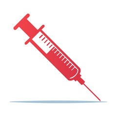 Red Syringe for Injection Vector Illustration Symbol of Vaccination Medicine