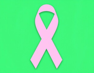 Pink ribbon on bright green background