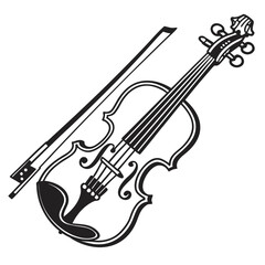 Obraz premium Illustration of a violin and bow in black ink