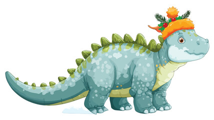 Fototapeta premium Cute Dinosaur with Festive Headwear Cartoon Vector Illustration