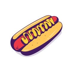 Hot dog food design. Delicious hot dog with ketchup and honey mustard in retro style design