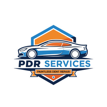 PDR Services Logo with Car and Dent Repair
