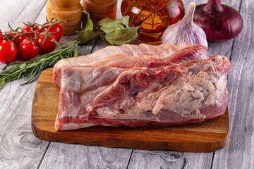 Raw spare pork ribs meat