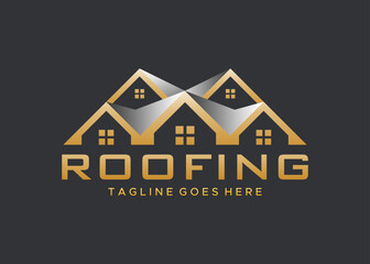 luxury elegant gold roofing vector logo