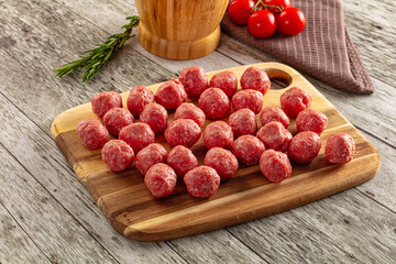 Raw beegf meatball for cooking