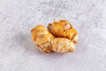 Raw galangal roots heap seasoning