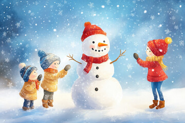 Fototapeta premium children playing in the snow