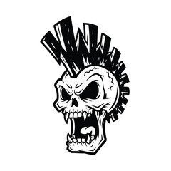Angry skull with mohawk haircut vector illustration