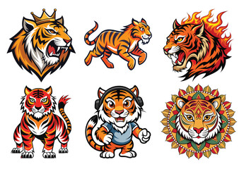 Stock images of cartoon tiger characters and wild animals are available, including striped feline illustrations and vector art of cubs and mammals from the safari or zoo