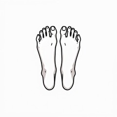 Obraz premium Pair of stylized cartoon feet, isolated on a white background. Clean line art depicts toes, toenails, and foot shape. Minimalist graphic style for easy design integration.