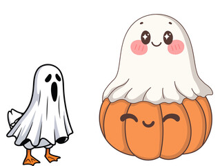 halloween pumpkin and ghost