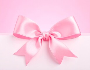 Pink satin ribbon bow on pastel background