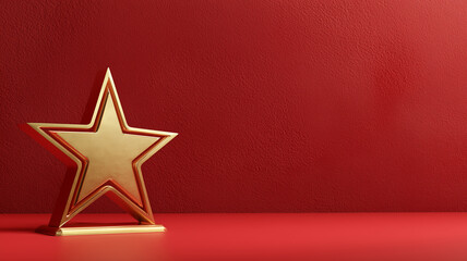 Fototapeta premium Award winner star - concept poster, red background. Star trophy champion. Empty space. AI artwork. 