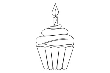 Candle outline drawing in minimalist continuous single line sketch style
