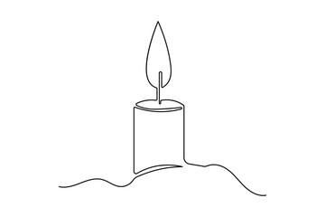 Simple candle one line artwork modern minimalist continuous drawing outline