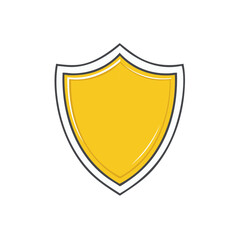 Yellow Shield Emblem with White and Black Trim for Security Protection Concepts