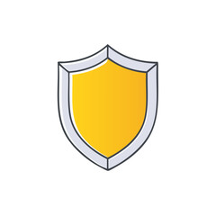 Golden Shield Illustration Symbolizing Protection and Security with Gray Border