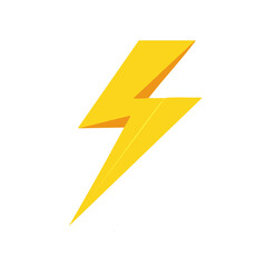 Bright yellow lightning bolt symbol vector illustration for energy power and speed concepts