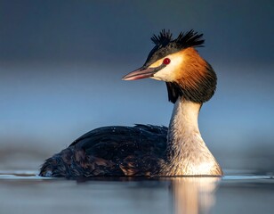 Bird on water, sunrise