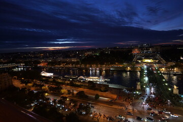 night view of the city with river