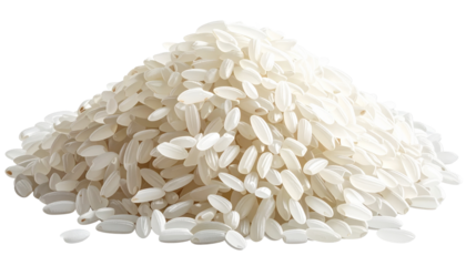 Artistic Rice Pile With Minimalist Shadow Play, Macro Perspective, Isolated on Transparent Background.