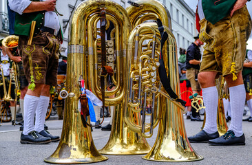 typical music instrument of a bavarian brass band