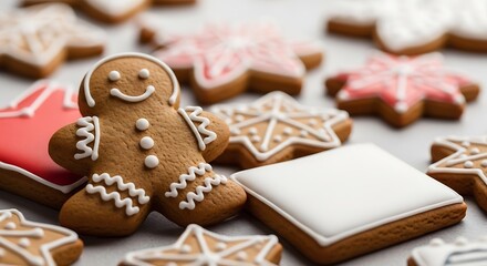 Festive Gingerbread Cookies with Icing Decoration