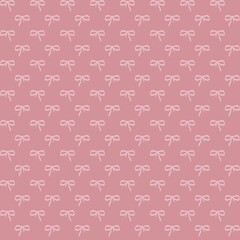 Soft pink pattern featuring white bows on fabric background suitable for various design projects
