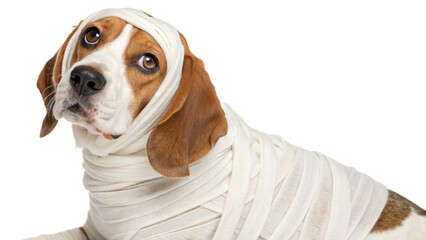 dogs wearing Halloween costumes, isolated on a transparent background PNG