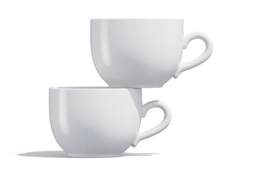 Realistic 3D Render cup white color isolated on white background (Manual Design)
