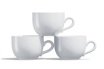 Realistic 3D Render cup white color isolated on white background (Manual Design)