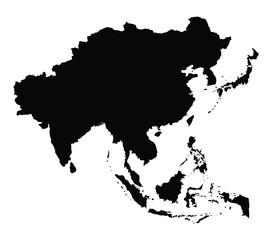 Obraz premium Asia map black vector design illustration