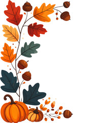Vibrant autumn leaves and pumpkins frame festive harvest celebration