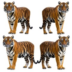 Obraz premium Four tigers, posed in a grid pattern