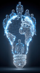 Global Innovation and Teamwork Concept with Plexus Lightbulb