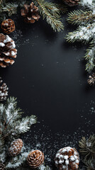 christmas background with pine cones
