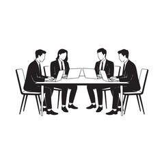 Business Team Discussion Outline Vector Graphic