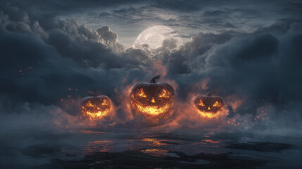 halloween pumpkin in the sky