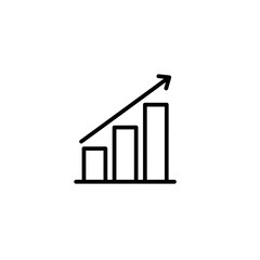 Icon Set Vector Illustration with Bar Chart and Arrow in Black Minimalist Style for Business Finance and Growth Concepts