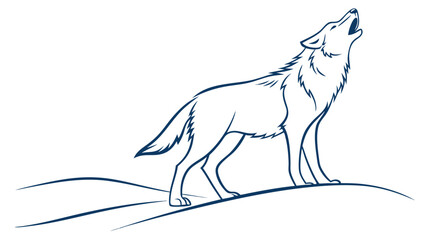 Obraz premium Howling Wolf Illustration, Wildlife Art, Natural Setting, Vector Design, Calm Environment, Side View, Animal Symbolism