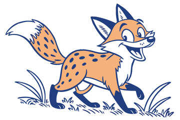 Cheerful Cartoon Fox Trot Running Isolated on White Background